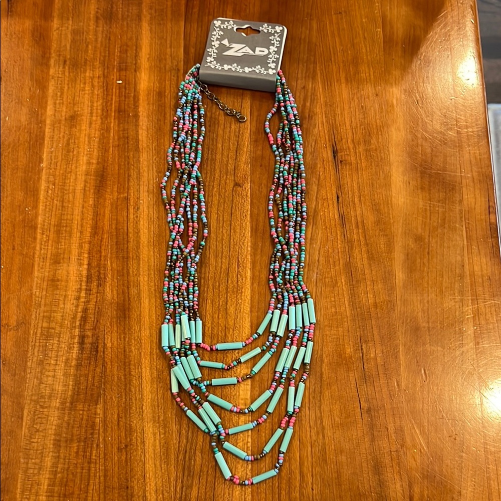 ZAD Blue and Pink Multi-Strand Necklace